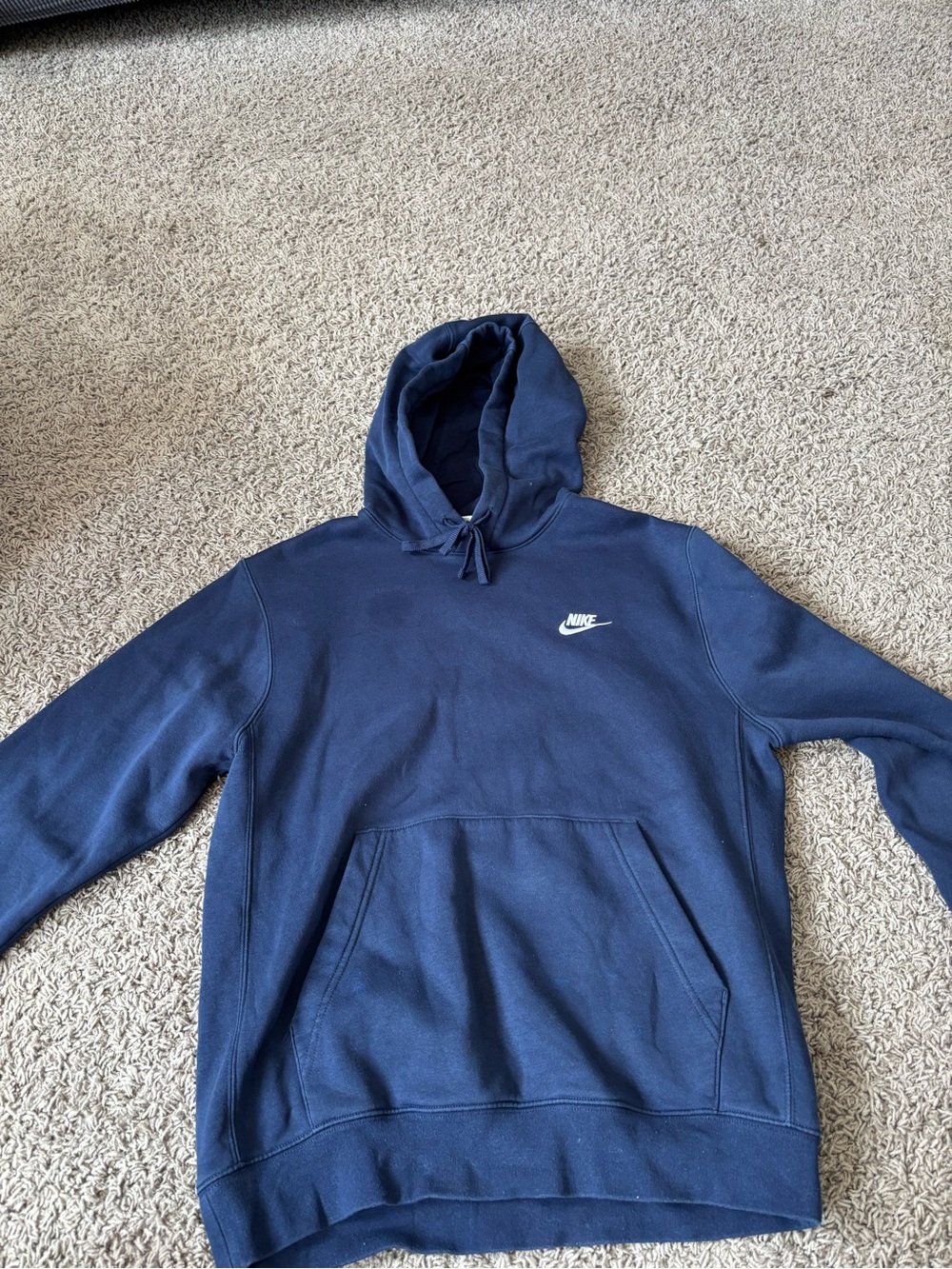 Nike Navy Blue Pullover Hoodie with White Swoosh